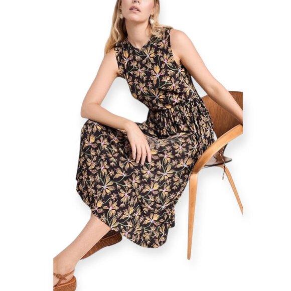 Ulla Johnson Clea Dress Maple Floral Jersey Midi S NWT $550 - Picture 16 of 16